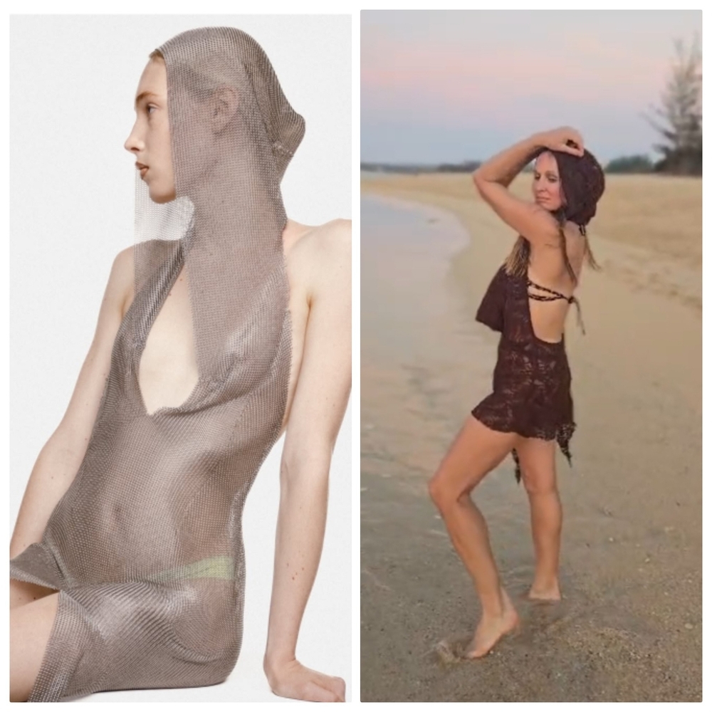 Revolve Festival Iconic Rosalia Hooded Chocolate lace Mini Dress Xs/S